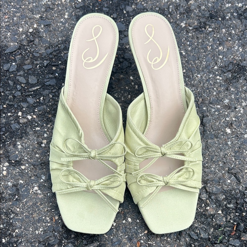 Sam Edelman Light Green Bow-Accent Slide Mules